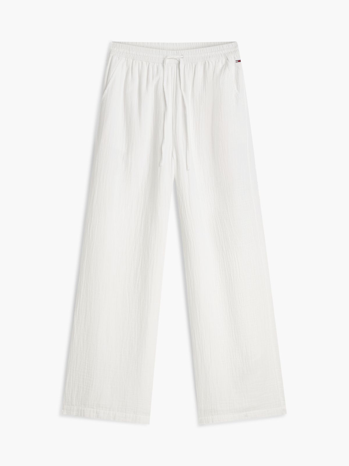 Crinkle Textured Loose Trousers — White