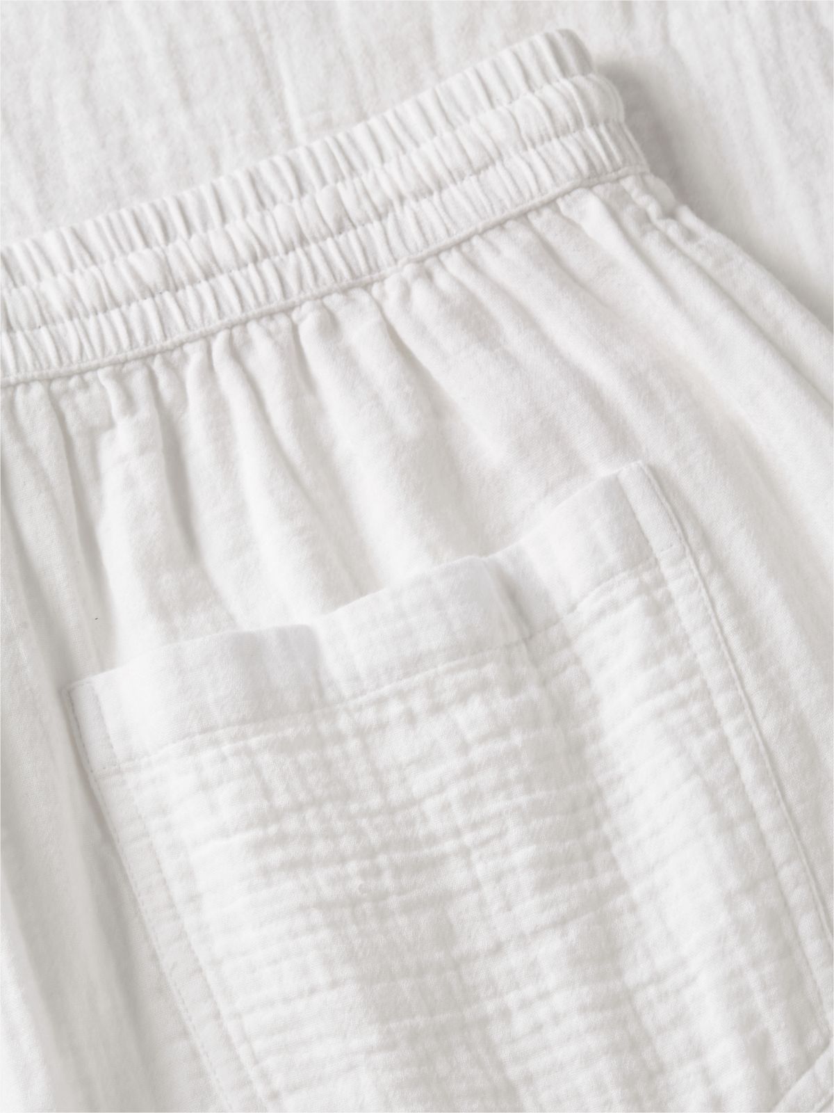 Crinkle Textured Loose Trousers — White
