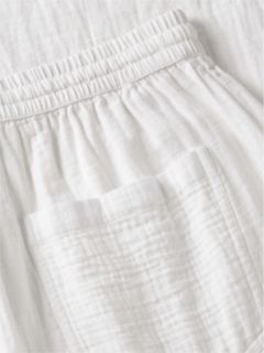 Crinkle Textured Loose Trousers — White 7