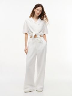 Crinkle Textured Loose Trousers — White 1