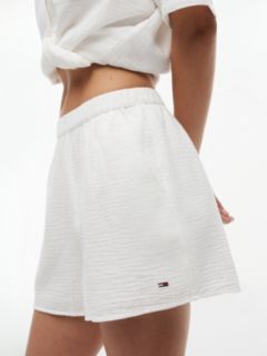 Crinkle Textured Relaxed Shorts — White 3