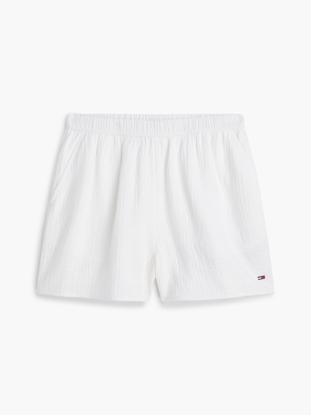 Crinkle Textured Relaxed Shorts — White