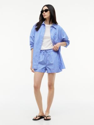 blue popelinowe szorty z szerokimi nogawkami dla kobiety - tommy jeans