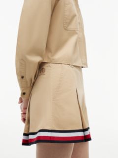 Global Stripe Tape Pleated Mini Skirt — Beige 3