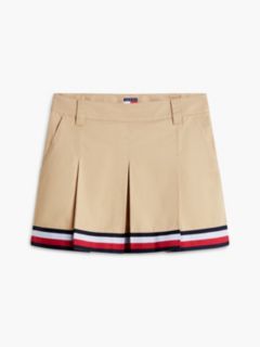 Global Stripe Tape Pleated Mini Skirt — Beige 5