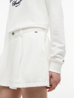 Textured Twill Pleated Flared Mini Skirt — White 3
