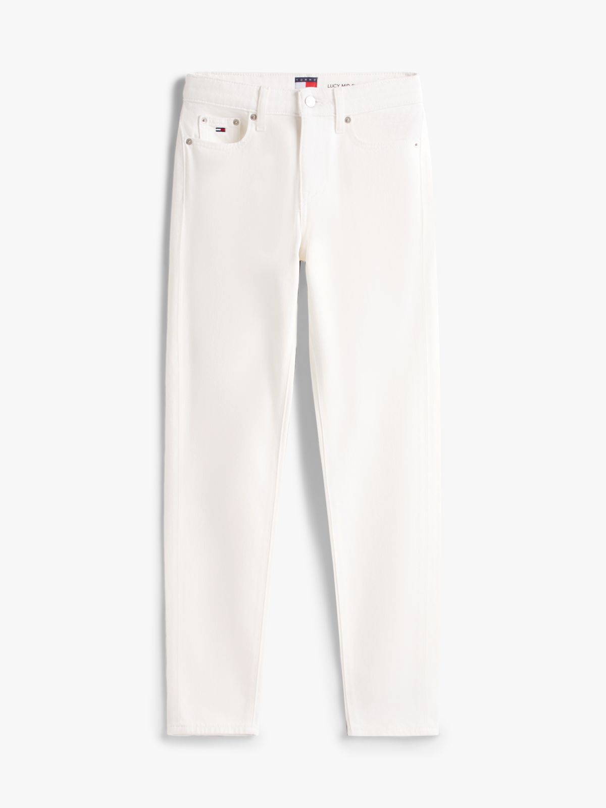 Lucy Mid Rise Slim White Jeans — White