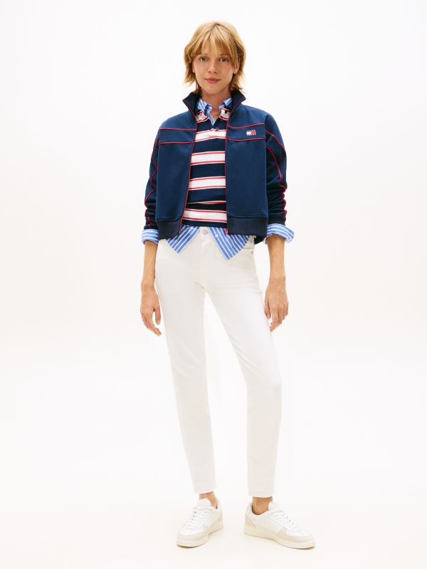 Lucy Mid Rise Slim White Jeans — White