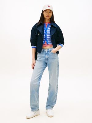 blue mid rise slim straight leg jeans for women tommy jeans