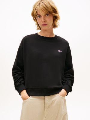 black athleisure metallic logo relaxed sweatshirt for women tommy jeans