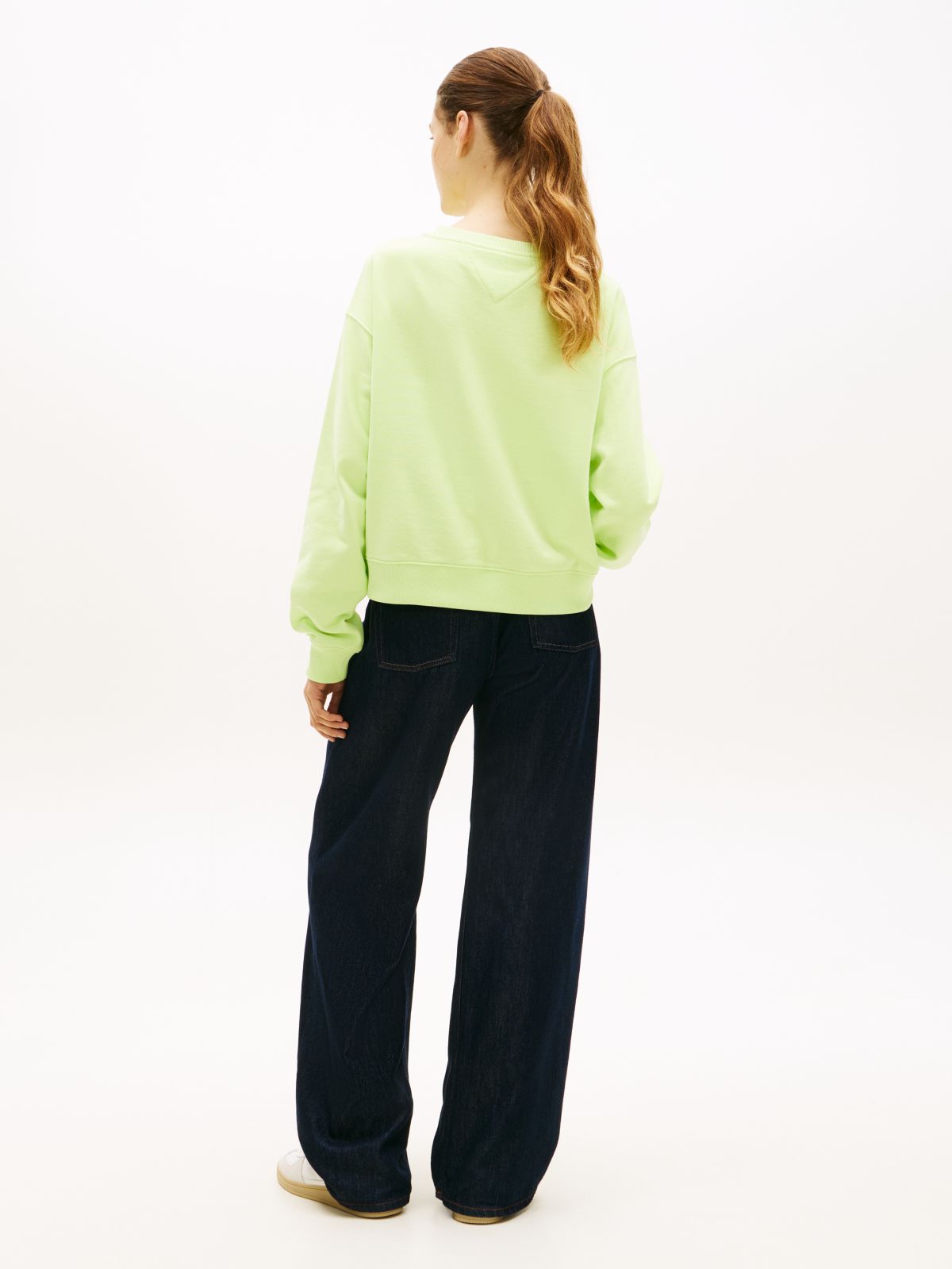 Athleisure Metallic Logo Relaxed Sweatshirt — Green