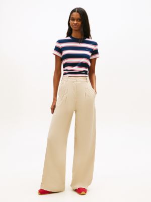 beige tjw ovs wide leg chino for women tommy jeans