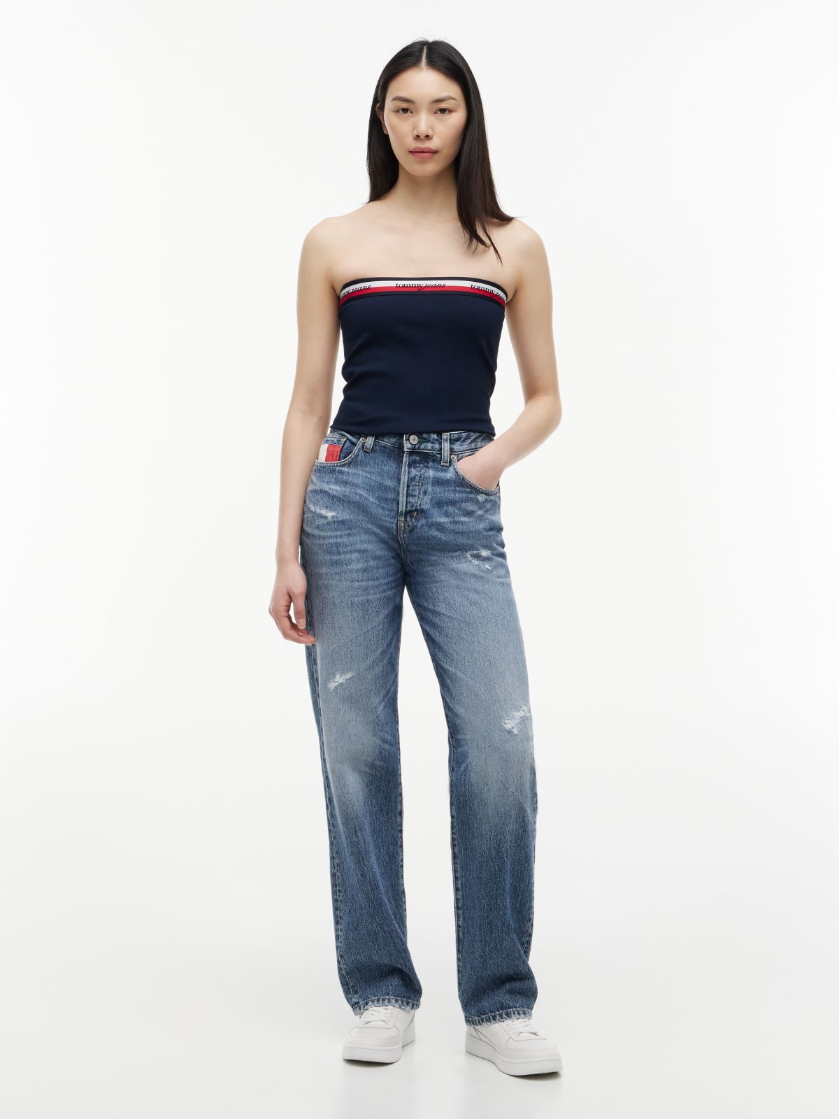 Kira Mid Rise Straight Vintage Jeans — Blue