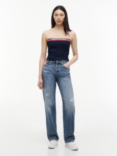 Kira Mid Rise Straight Vintage Jeans — Blue 1