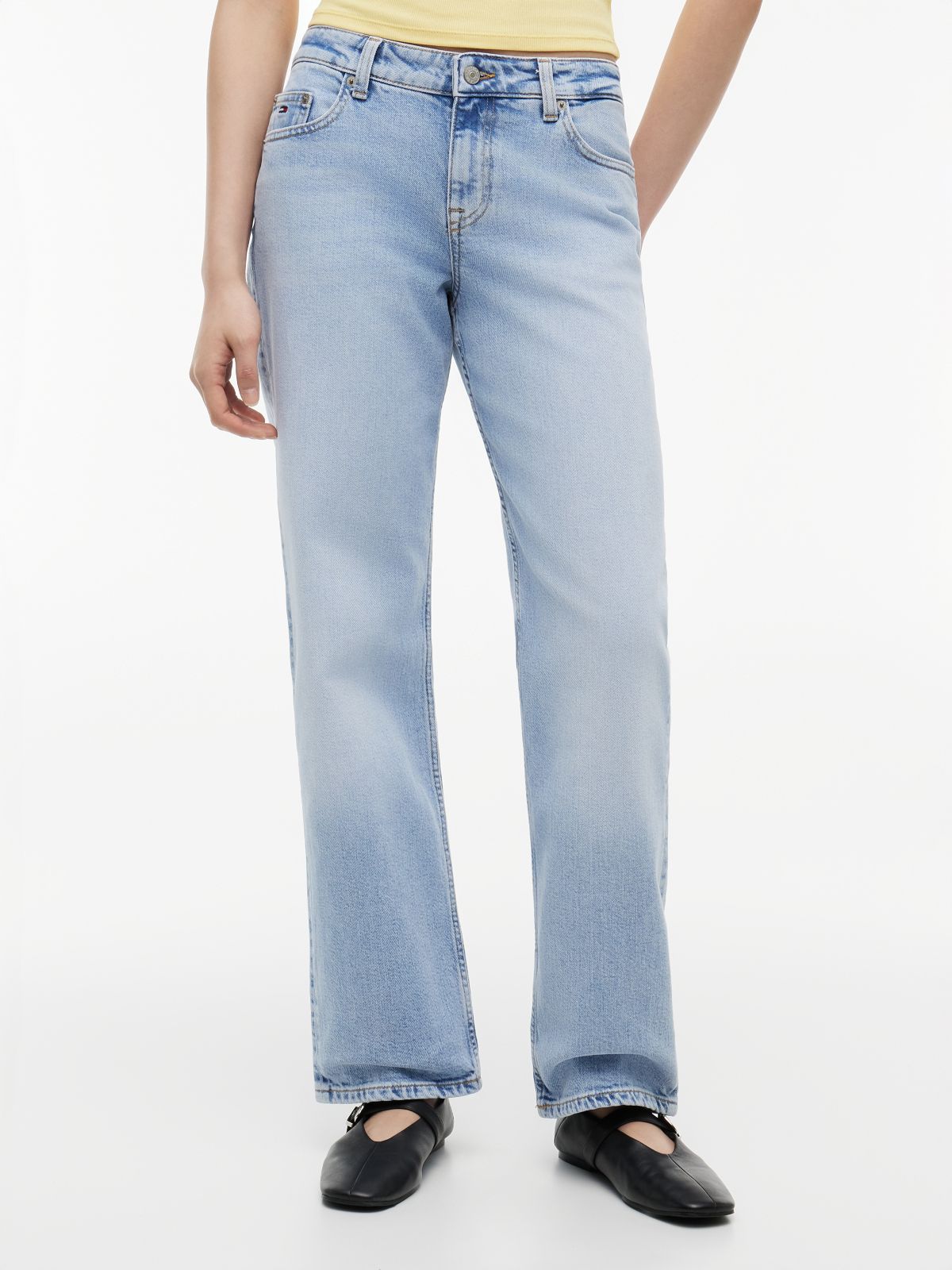 Sophie Low Rise Straight Faded Jeans — Blue