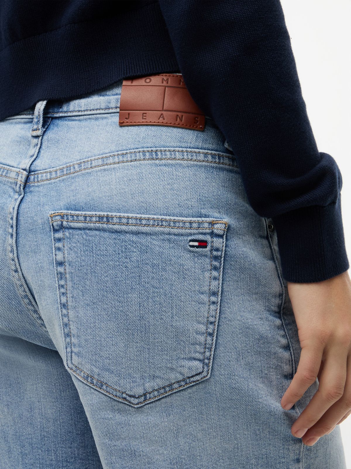 Mom Whiskered Denim Shorts — Blue