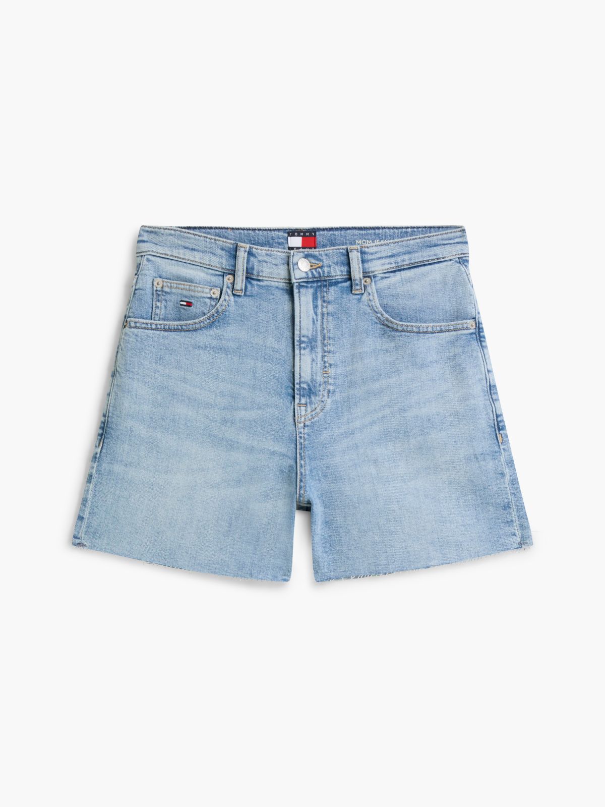 Mom Whiskered Denim Shorts — Blue