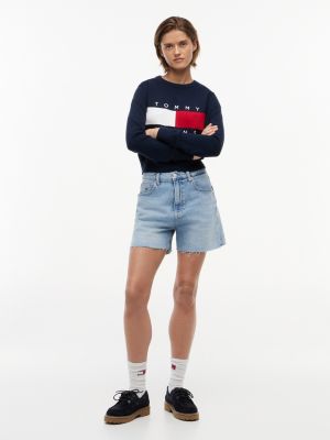 denim denimowe szorty mom fit z przetarciami dla kobiety - tommy jeans