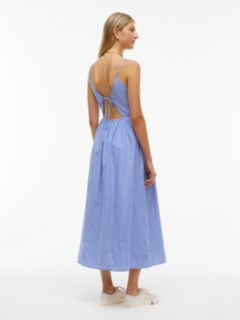Crinkle Poplin Strap Maxi Dress — Blue 4