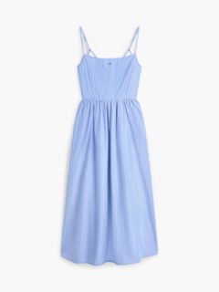 Crinkle Poplin Strap Maxi Dress — Blue 5