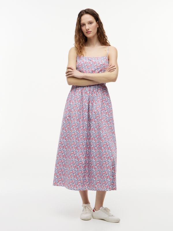 Crinkle Poplin Strap Maxi Dress — Multi