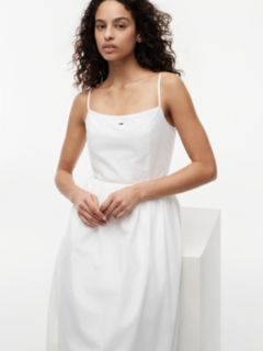 Crinkle Poplin Strap Maxi Dress — White 3