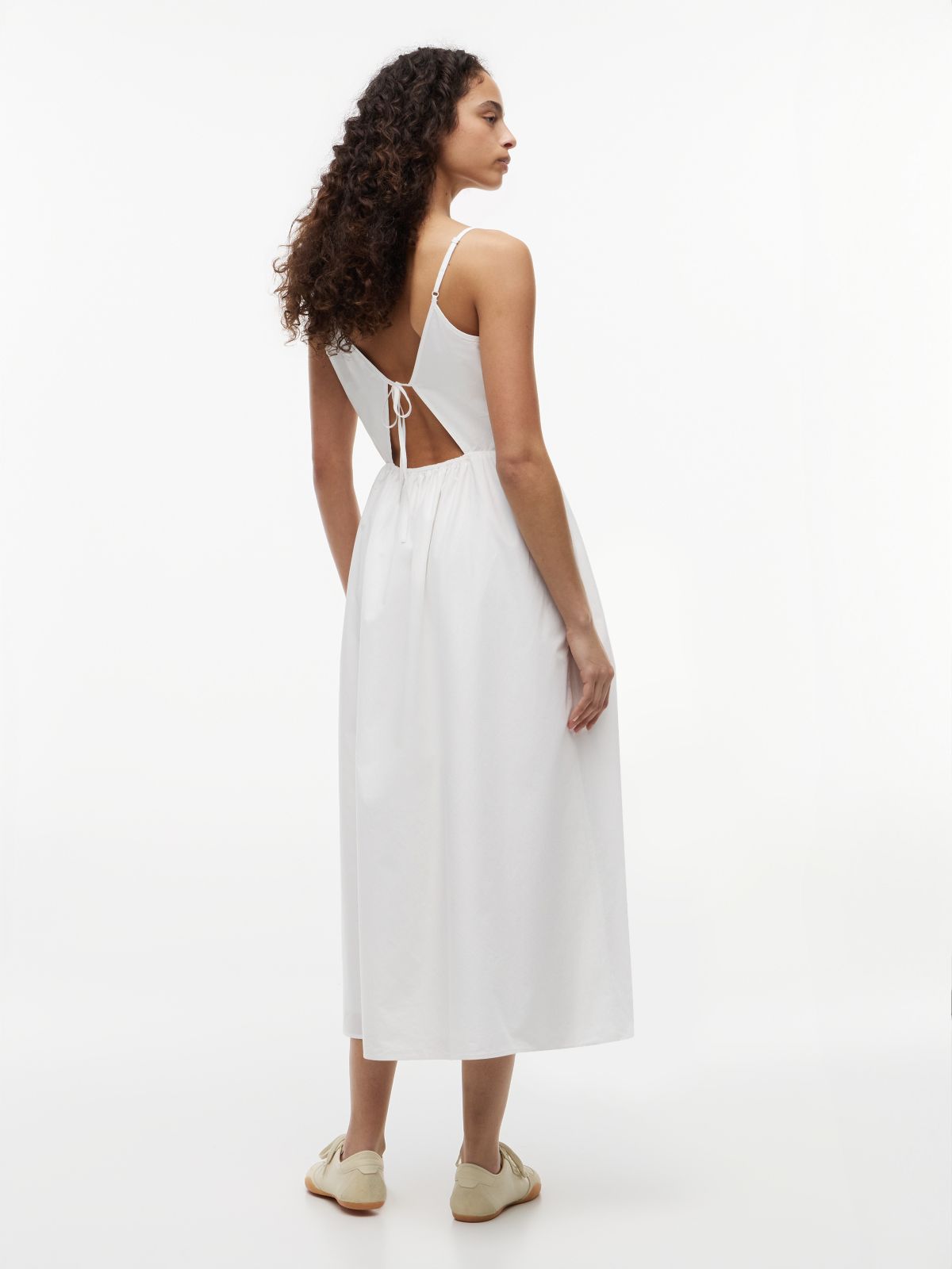 Crinkle Poplin Strap Maxi Dress — White