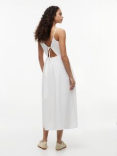 Crinkle Poplin Strap Maxi Dress — White 4
