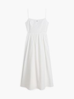 Crinkle Poplin Strap Maxi Dress — White 5