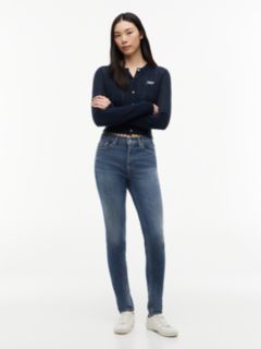 Nora Mid Rise Skinny Whiskered Jeans — Blue 1