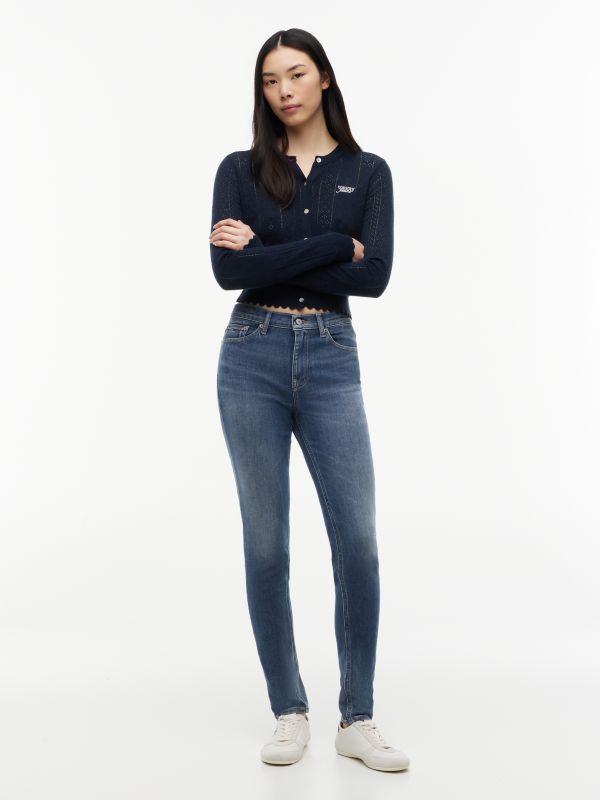 Nora Mid Rise Skinny Whiskered Jeans — Blue