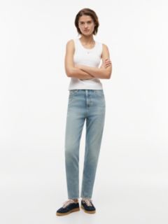 Mom High Rise Tapered Jeans — Blue 1