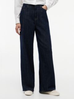 Claire High Rise Wide Jeans With Linen — Blue 2