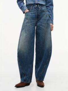 Ella High Rise Barrel Twisted Seam Jeans — Blue 2