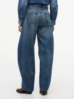 Ella High Rise Barrel Twisted Seam Jeans — Blue 5