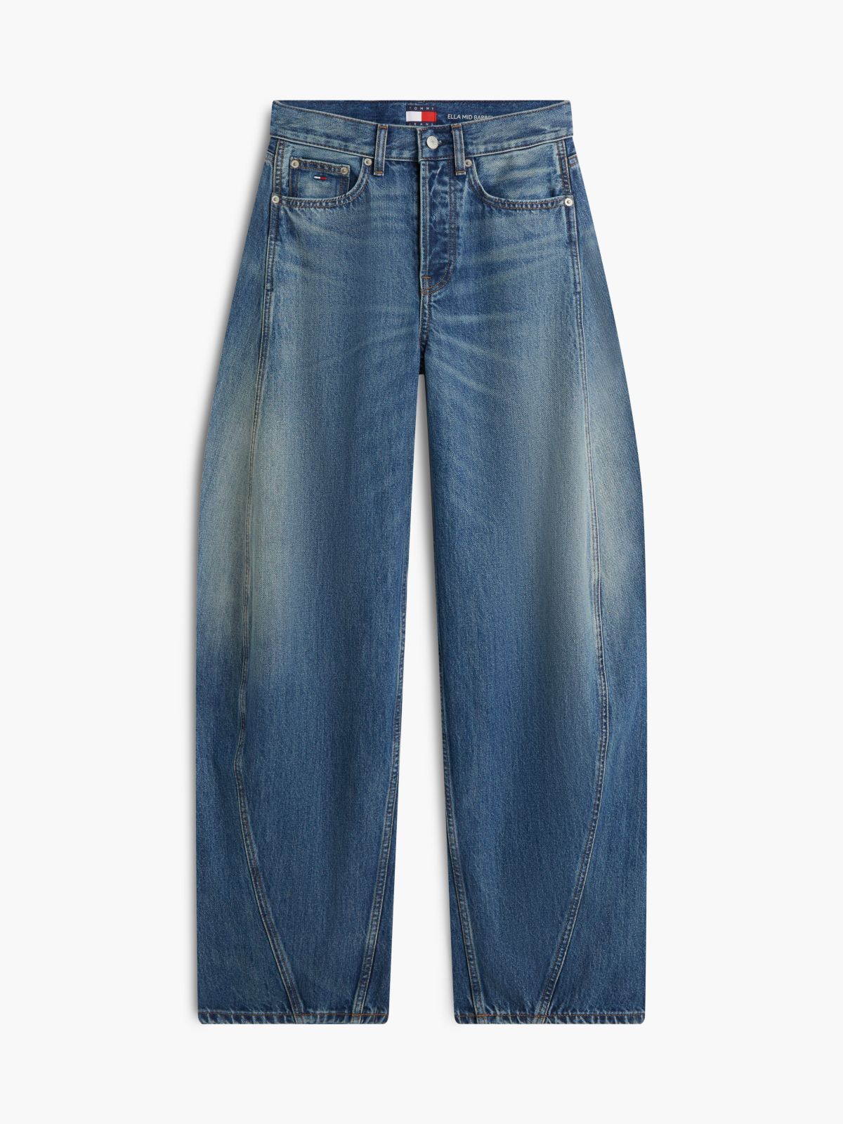 Ella High Rise Barrel Twisted Seam Jeans — Blue