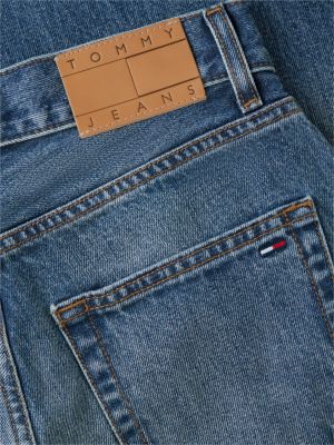 denim twisted seam mid rise barrel jeans for women tommy jeans