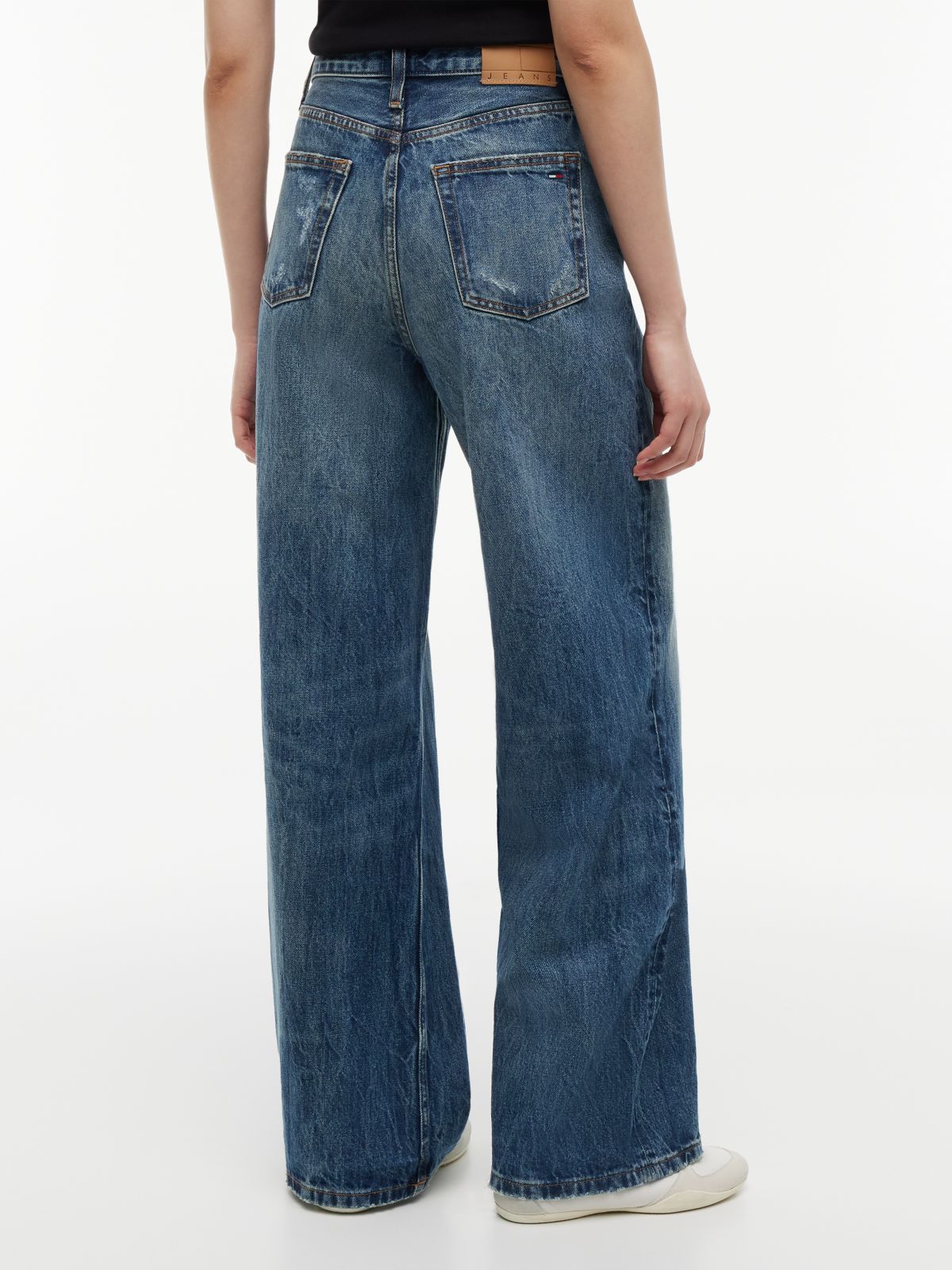 Claire High Rise Wide Distressed Jeans — Blue