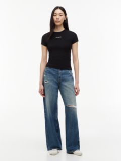 Claire High Rise Wide Distressed Jeans — Blue 1