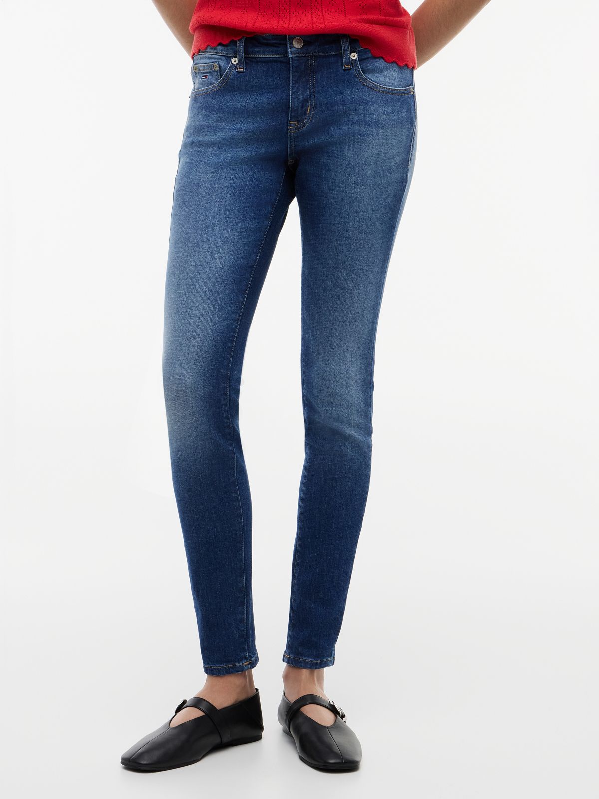Sophie Low Rise Skinny Faded Jeans — Blue
