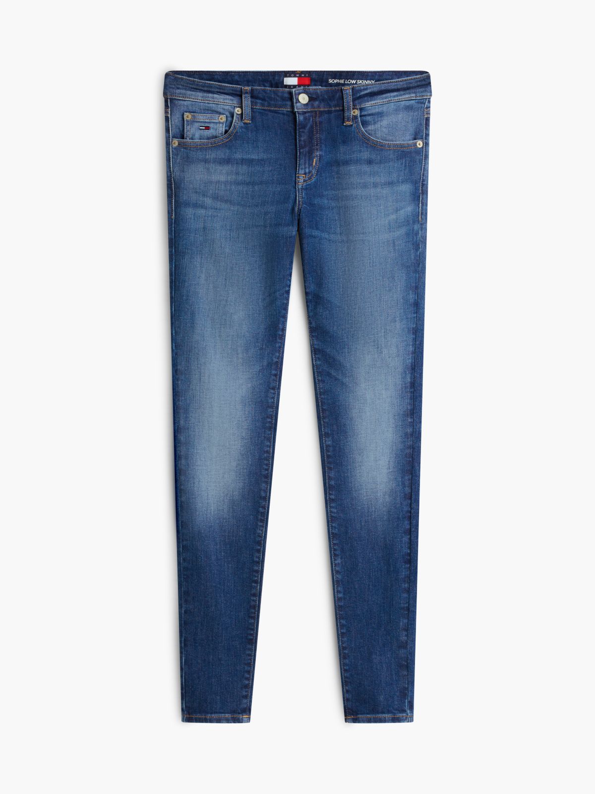 Sophie Low Rise Skinny Faded Jeans — Blue