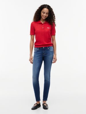 blue skinny jeans mit niedrigem bund und fade-effekt für damen - tommy jeans