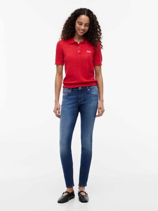 Sophie Low Rise Skinny Faded Jeans — Blue
