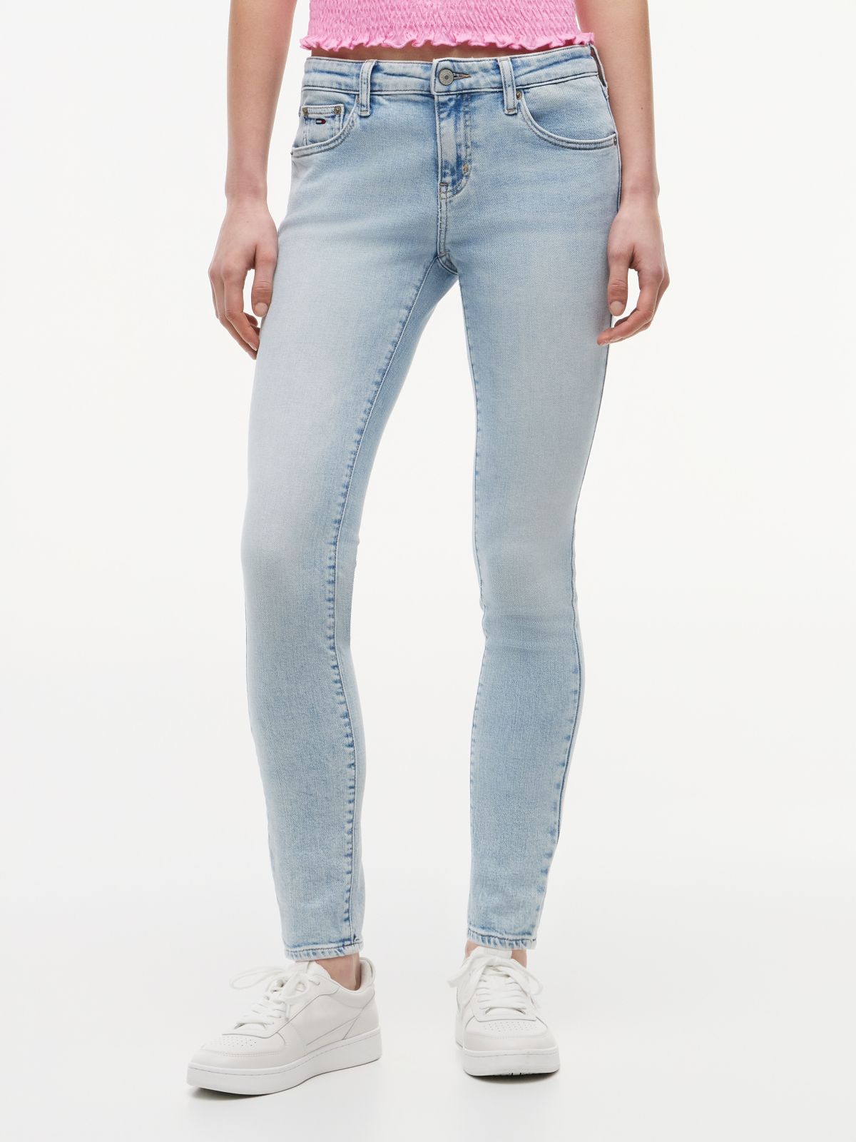 Sophie Low Rise Skinny Faded Jeans — Blue