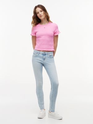 denim jeansy o obcisłym kroju z niskim stanem i efektem wyblaknięcia dla kobiety - tommy jeans