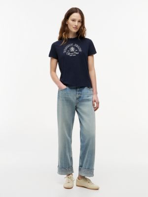 blue selvedge high rise slim straight jeans for women tommy jeans
