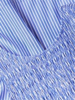Back Tie Smock Slim Poplin Mini Dress — Blue 6