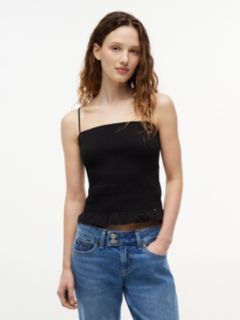 Smock Slim Strap Top — Black 1