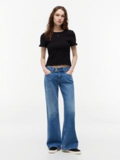 Smock Flag Embroidery Slim T-Shirt — Black 2