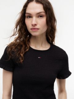 Smock Flag Embroidery Slim T-Shirt — Black 3